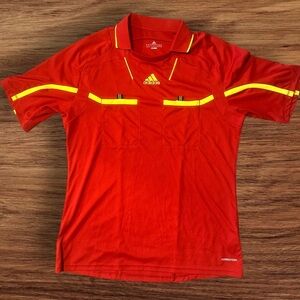 Adidas Men's Red and Yellow Athletic Jersey